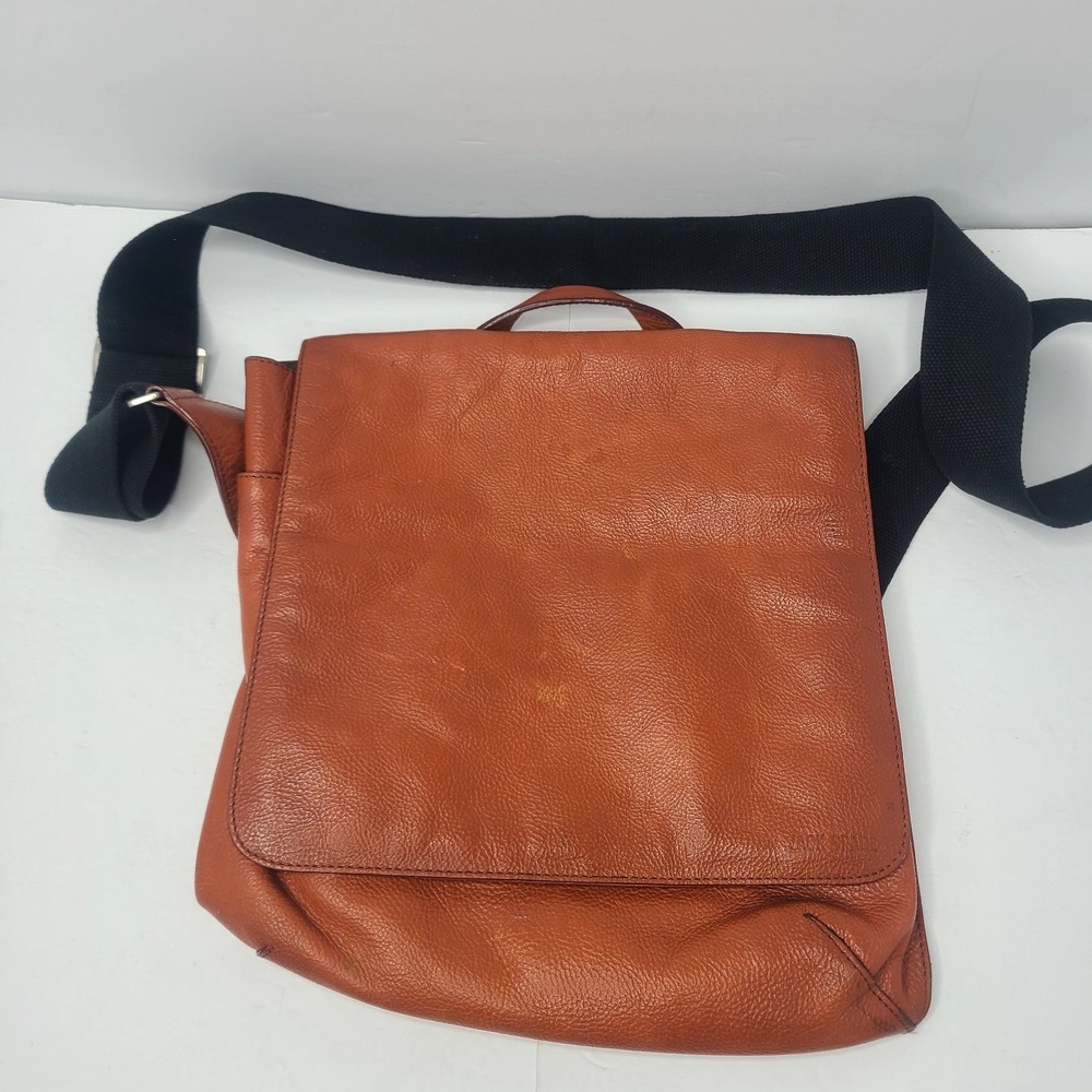 Jack Spade‎ Brown Pebbled Leather Messenger Bag Crossbody Laptop Flap Briefcase